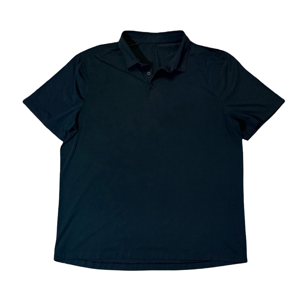 Lululemon mens 2XL XXL navy blue solid performance golf polo shirt EuC